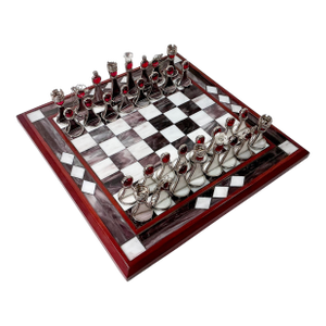 1950s Vintage Frank Lloyd Wright Arts & Crafts Boho Chic Stained Glass Chess Set - Set of 33, Atrributed