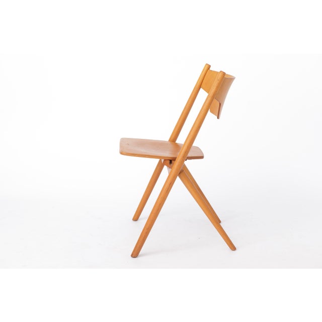 Vintage German Hiller Folding Chair in Beech, 1970s For Sale - Image 4 of 13