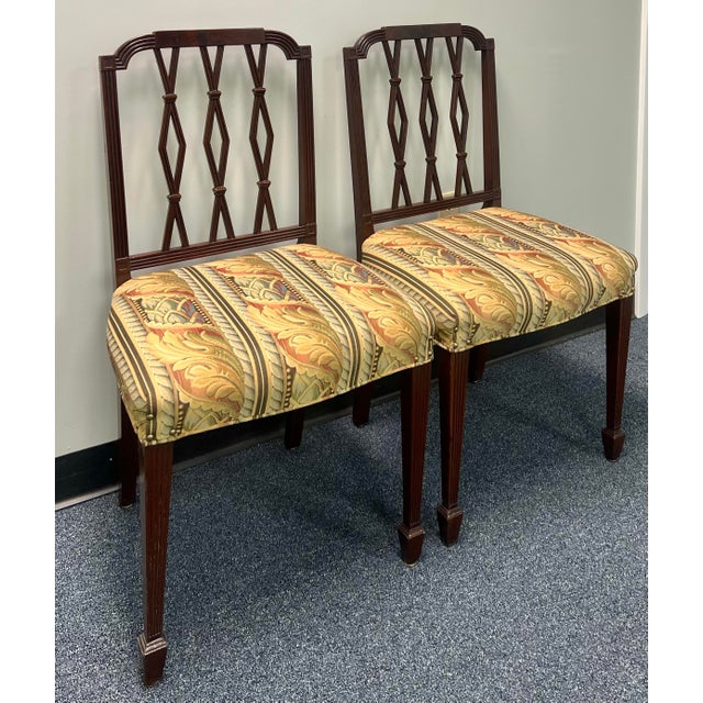 Traditional Late 19th Century Ferdinand Keller English Regency Lattice Back Chairs - A Pair For Sale - Image 3 of 10