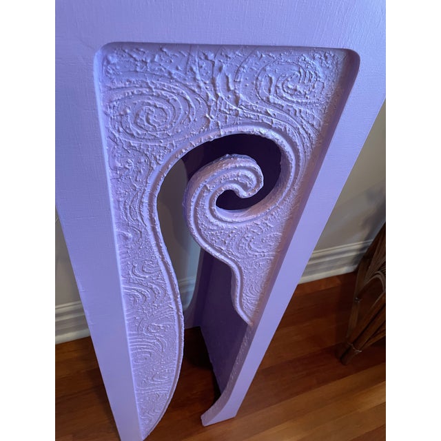1980s Postmodern Sculptural Waterfall Pedestal With Cast Plaster Relief For Sale In Chicago - Image 6 of 9