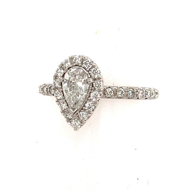 Diamond Engagement Ring 14k White Gold 0.90 TCW Certified For Sale - Image 4 of 11