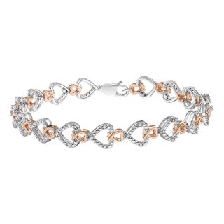 10K Rose and White Gold 1/4 Cttw Diamond Infinity Loop and Swirl Link Bracelet For Sale