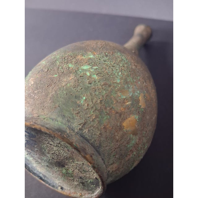 Minimalist Takaoka Vertigris Patina Bronze Ikebana 9" Bud Vase For Sale In Detroit - Image 6 of 15