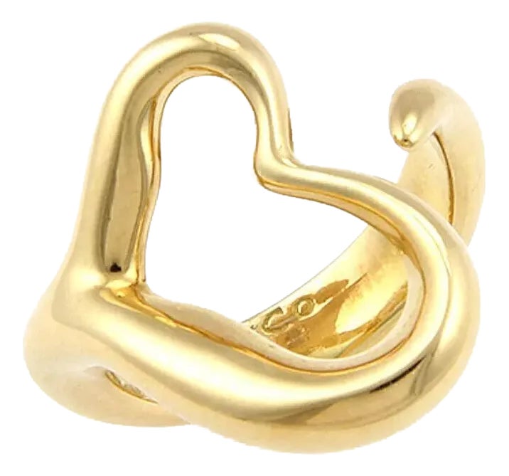 Tiffany & Co. Elsa Peretti Open Heart 18k Yellow Gold Curved Ring