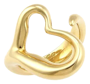 Tiffany & Co. Elsa Peretti Open Heart 18k Yellow Gold Curved Ring, Size 5