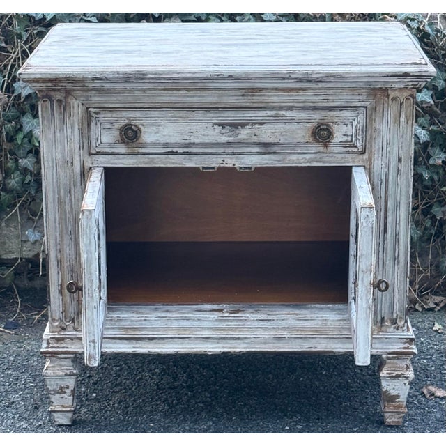 Gray Mid 20th Century Hand Painted Gustavian Inspired Neoclassical Nightstands For Sale - Image 8 of 12