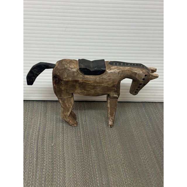 Brown Hand-Carved Wooden Horse Sculpture, Vintage For Sale - Image 8 of 12