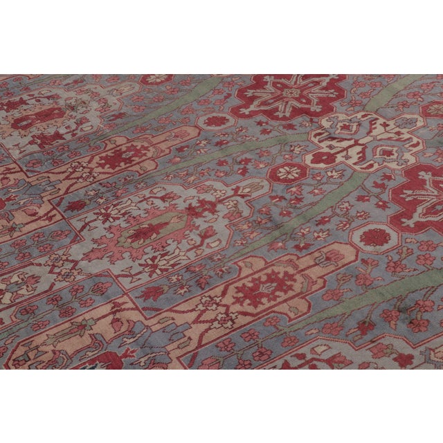 1900 - 1909 Antique Ghiordes Square Rug With Floral Lattice in Multicolour - Rug & Kilim For Sale - Image 5 of 10