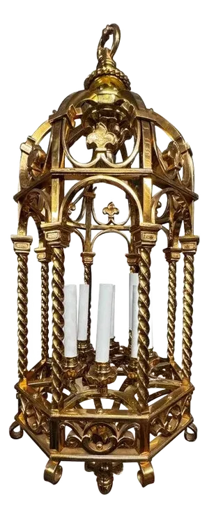 Pair Heavy Weight Solid Brass Polished Bronze Gothic Twisted 8 Light Lanterns
