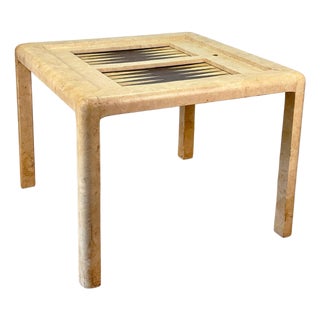 Vintage Postmodern Marbled Laminate Backgammon Game Table For Sale