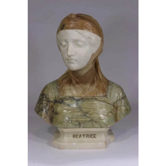 Rare and Important 19th century or earlier multi-color Marble & Alabaster Bust According to Dante, he first met Beatrice...