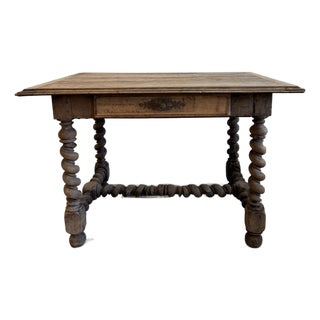 Late 19th Century French Louis XIII Walnut Twisted Leg Writing Desk For Sale