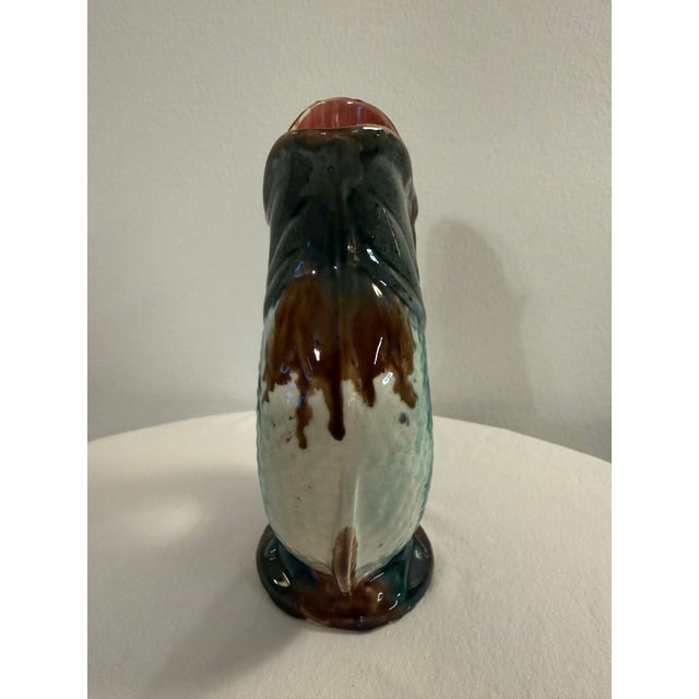 English Early 20th Century Majolica Gurgling Fish Antique Pitcher For Sale - Image 3 of 10