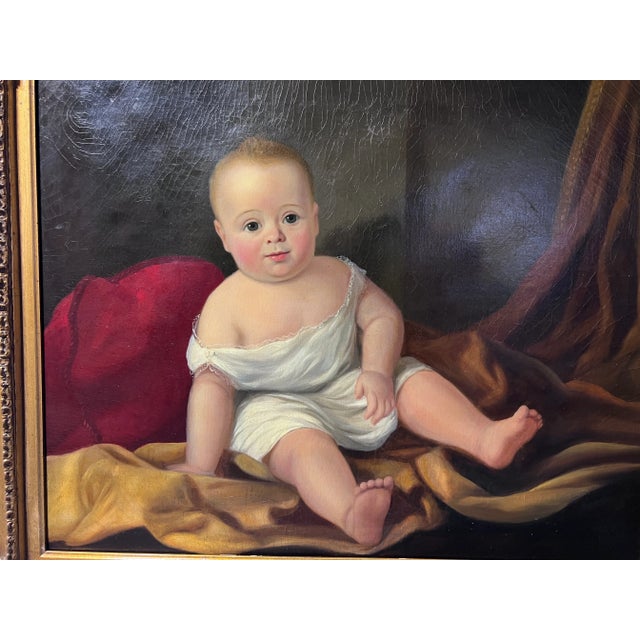 Textile Attr. To John O’Brien Inman (1828–1896) — Antique 1864 American Child Portrait For Sale - Image 7 of 12