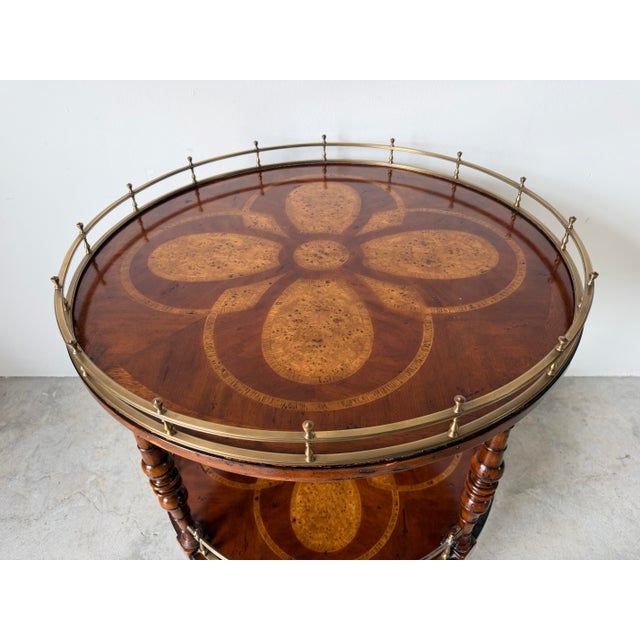 Vintage Theodore Alexander Regency Style Two Tier Accent Table With Brass For Sale In Miami - Image 6 of 12