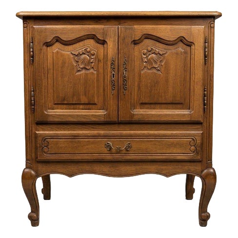 Mid-Century French Oak Side Cabinet For Sale