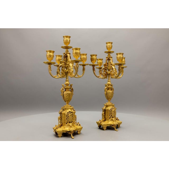 French Neoclassical Bronze Candelabras, 1920s, Set of 2 For Sale - Image 3 of 18