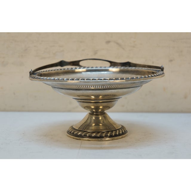 Mid 20th Century Rogers Weighted Sterling Silver Brides Basket Candy Dish Pedestal Compote 7' For Sale - Image 10 of 12