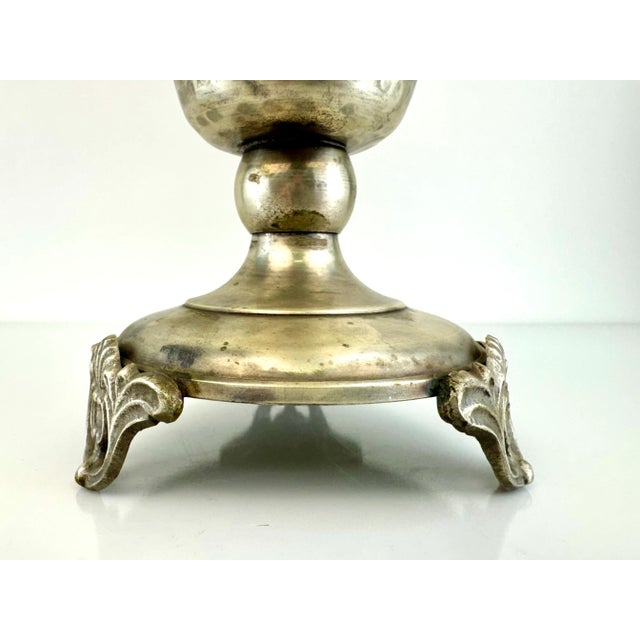 Vintage European Silverplate Repoussé Floral Vase on Ornate Base For Sale - Image 4 of 10