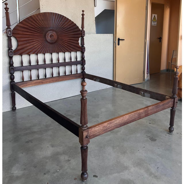 19th Century, Baroque Full Bed, Original Four Fluted Poster Spanish Bed For Sale - Image 18 of 18