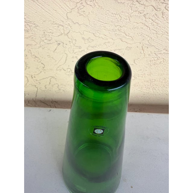 Mid-Century Modern Mid Century Green Art / Vase Glass by Tarnowiec For Sale - Image 3 of 7