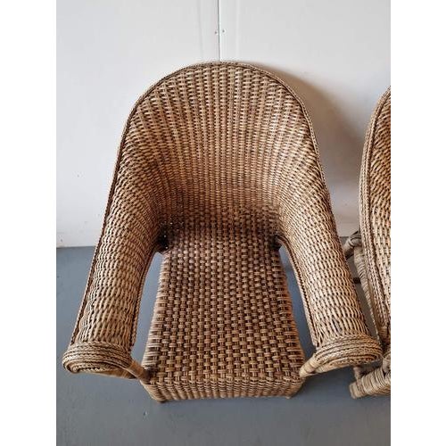 Wood Vintage Burmese Woven Rattan Lounge Chairs, Set of 2 For Sale - Image 7 of 11