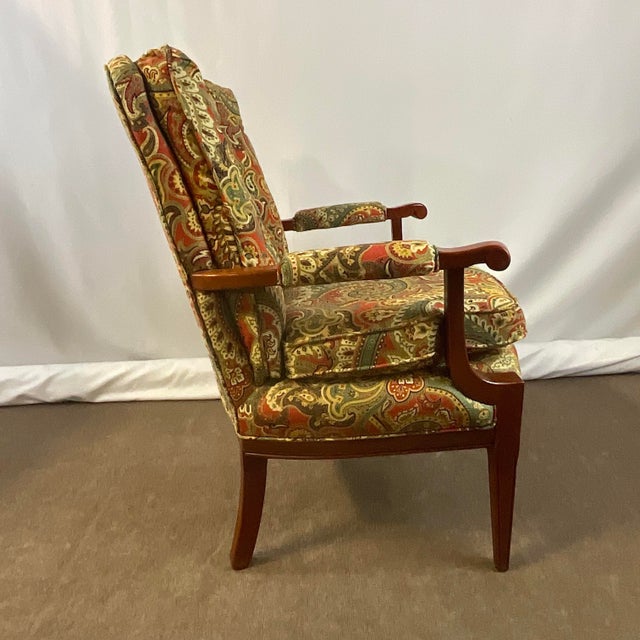 Vintage Traditional Hollywood Regency Hickory Chair Cherry Open Arm Side Chair. For Sale - Image 6 of 12