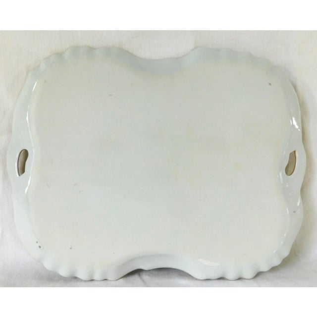 Elegant Antique Porcelain Hand Painted Signed Floral 24k Gold Trim Perfume Tray W/ Handles For Sale - Image 10 of 11