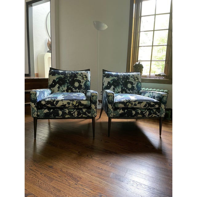 Pair of Custom Upholstered Vintage Paul McCobb for Directional Model 1322 Armchairs For Sale - Image 9 of 9