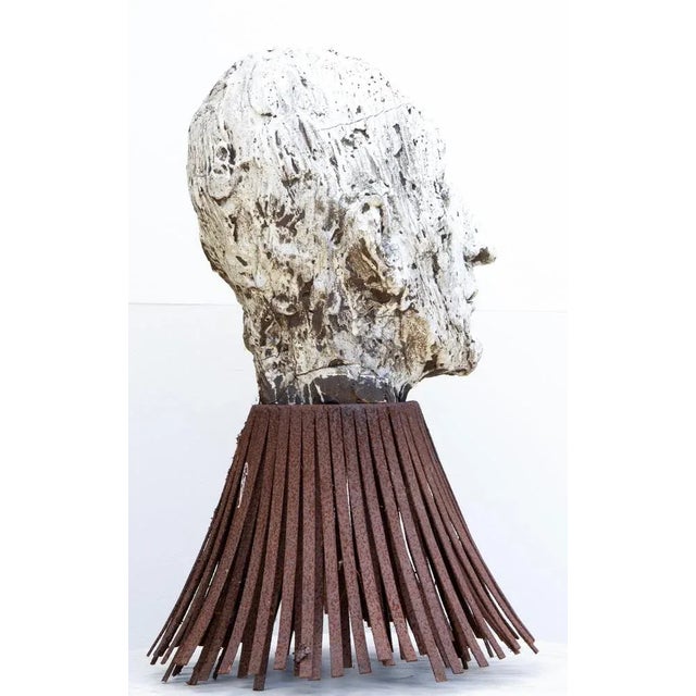Black Óscar Aldonza Torres, Black Refractory Sculpture with White Smoked Glaze, Testa 16, 2019, Clay, Iron & Smoked Glass For Sale - Image 8 of 17