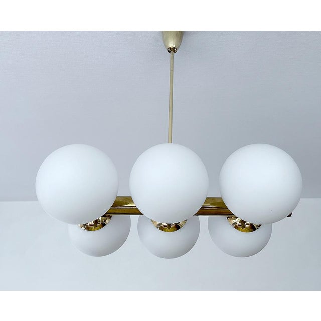 1950s Vintage Glass Globe Pendant Light in the style of Stilnovo, 1950s For Sale - Image 5 of 18
