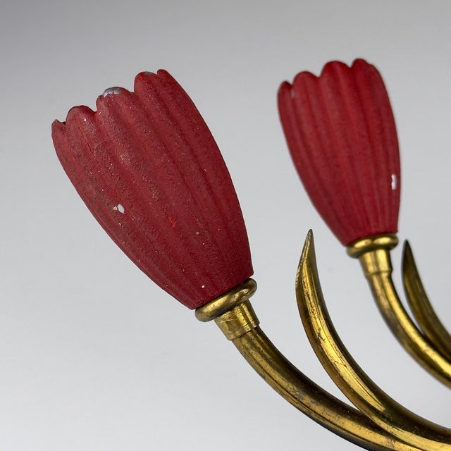 Vintage Italian Red Brass Wall Sconces, 1950s, Set of 2 For Sale - Image 11 of 18