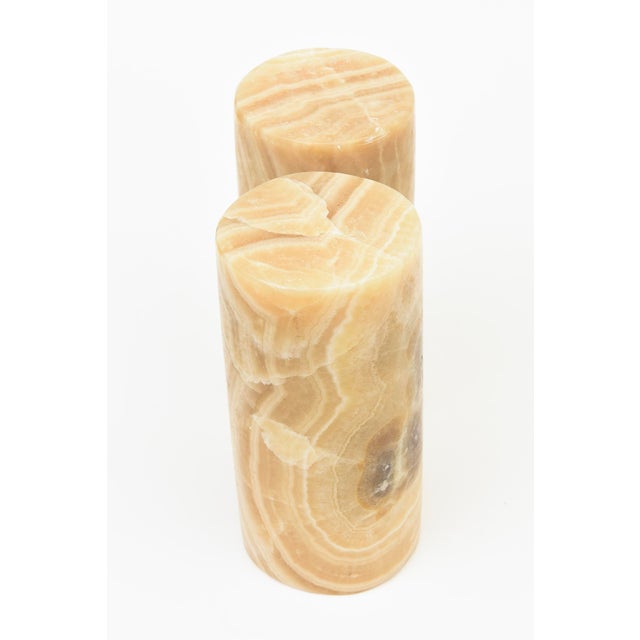 1970s Vintage Italian Alabaster Column Bookends Cream, Tan, Gray, 1970's For Sale - Image 5 of 10