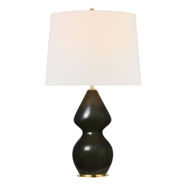 Thomas O'Brien by Visual Comfort Signature Noppon 30" Table Lamp in Sandy Forrest with Linen Shade For Sale