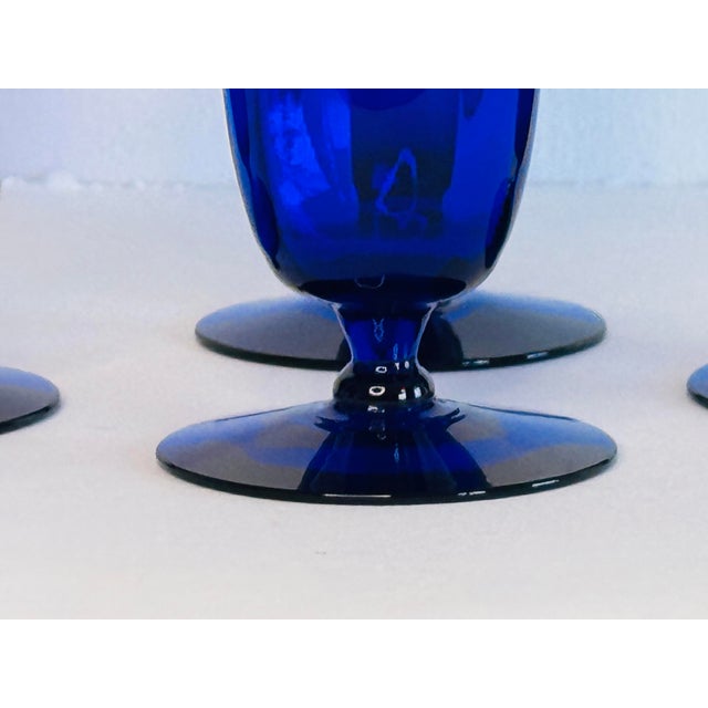Hollywood Regency 1930s Art Deco Style Cobalt Parfait Glass Stems- Set of 4 For Sale - Image 3 of 6