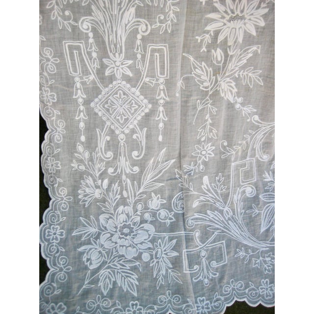 French Napoleon III Sheer Curtain Embroidered Panel Early 18 Hundreds For Sale - Image 3 of 10
