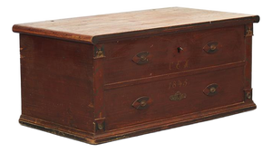 Rustic Farmhouse Folk Art Painted Swedish Chest, 1846