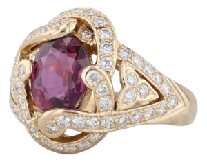 3.18ctw Ruby Diamond Ring 18k Yellow Gold Size 6.5 Cocktail Gia