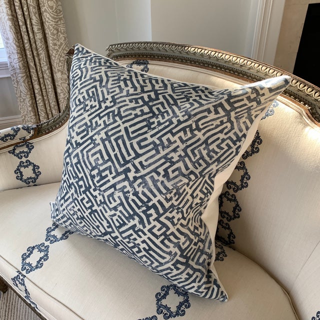 Zak & Fox Basilica Blue and Natural Linen Pillow Cover Chairish