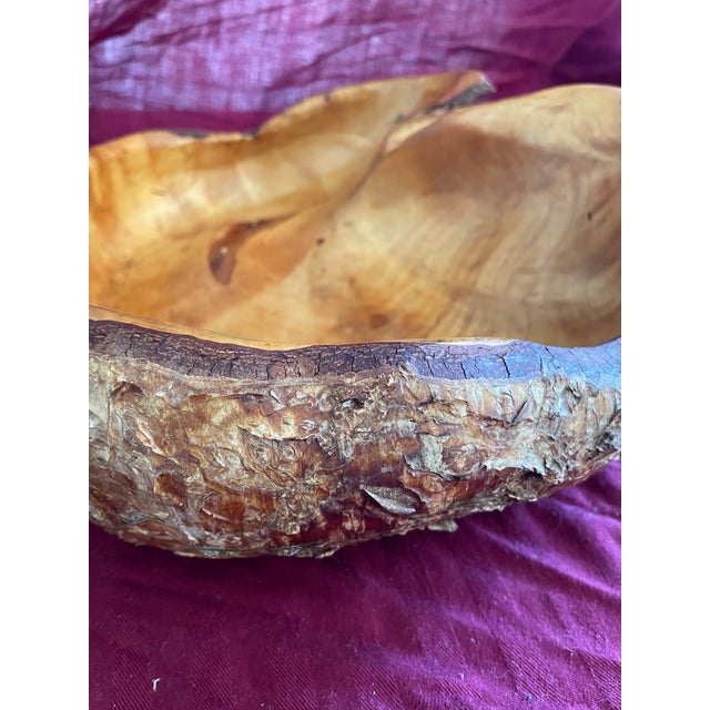 Vintage Handcrafted Roy Carlson Vintage Artisan Birch Wood Burl Bowl Sleetmute Alaska For Sale - Image 4 of 5