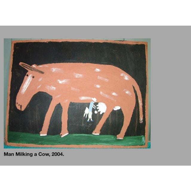 Jimmy Lee Sudduth “Man Milking a Cow” – Large Original Painting, Nyt Obituary Featured, With Gallery Receipt For Sale - Image 9 of 9