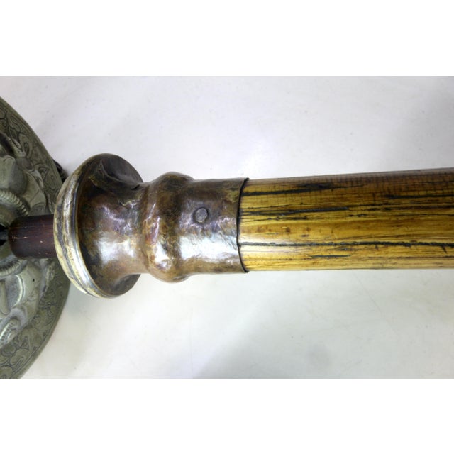 18" Tibetan Prayer Wheel W/Inner Scroll Inlaid Silver 19th Century Monastery Ritual For Sale - Image 17 of 18