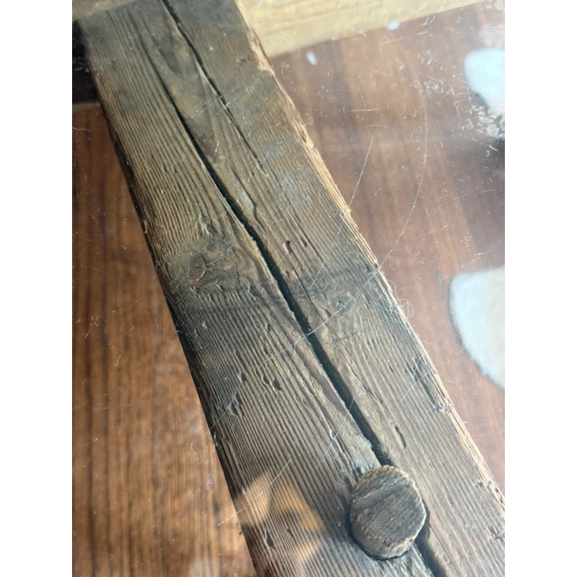 Set of Primitive Wood and Glass Tables- Nesting Tables For Sale - Image 4 of 7