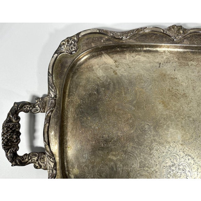 Victorian-Style Silver-Plated Serving Tray for your consideration. The tray measures approx. 22 1/2 inches long and...