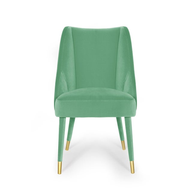 Figueroa Dining Chair in Green Velvet from Insidherland, in New conditions. Designed from 2000 Labeled by Maker