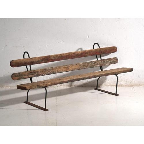 Antique Bench in Iron and Pine, Central Europe, 1920 For Sale - Image 10 of 10