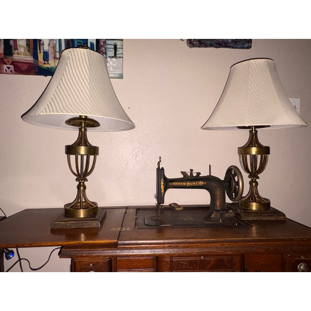 Visual Comfort & Co. Hollywood Regency Open-Cage Brass Table Lamps - A Pair For Sale - Image 12 of 12