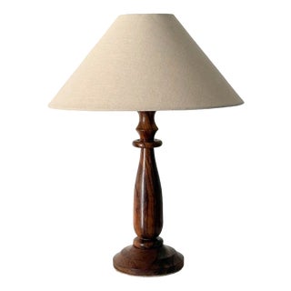 Turned Walnut Table Lamp, Britain, 1930s For Sale