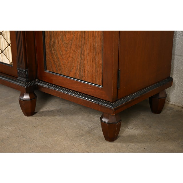 Kittinger English Regency Carved Mahogany and Rosewood Breakfront Bookcase Cabinet, Circa 1960s For Sale - Image 13 of 17