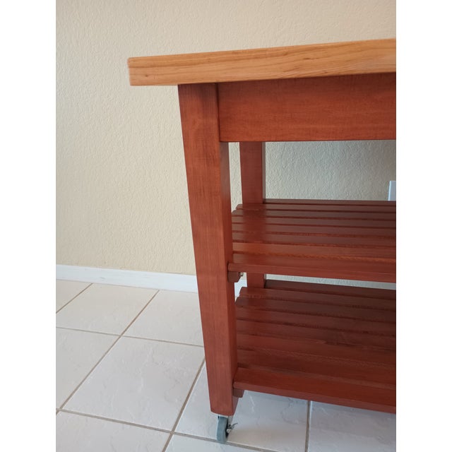 John Boos, Solid Oak Country Kitchen Professional Butcher Block Island For Sale - Image 9 of 16